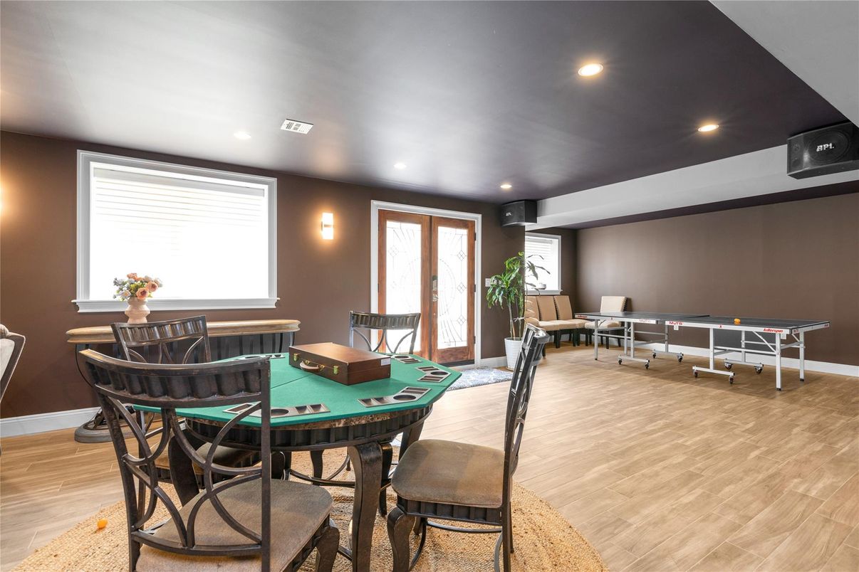Game Room, Interior, Recessed Lighting, Wood Texture Flooring