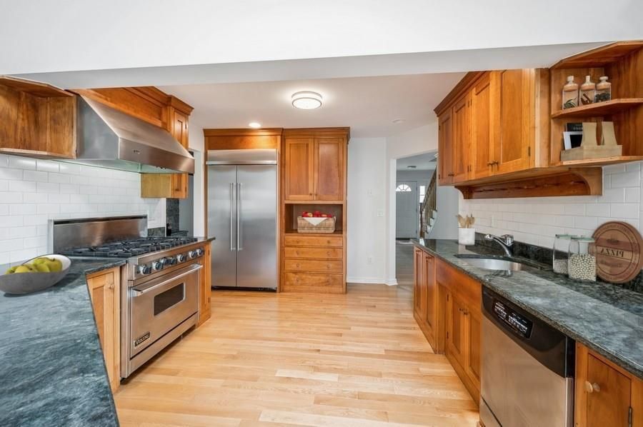 Interior, Kitchen, Stainless Steel Appliances, Wood Texture Flooring