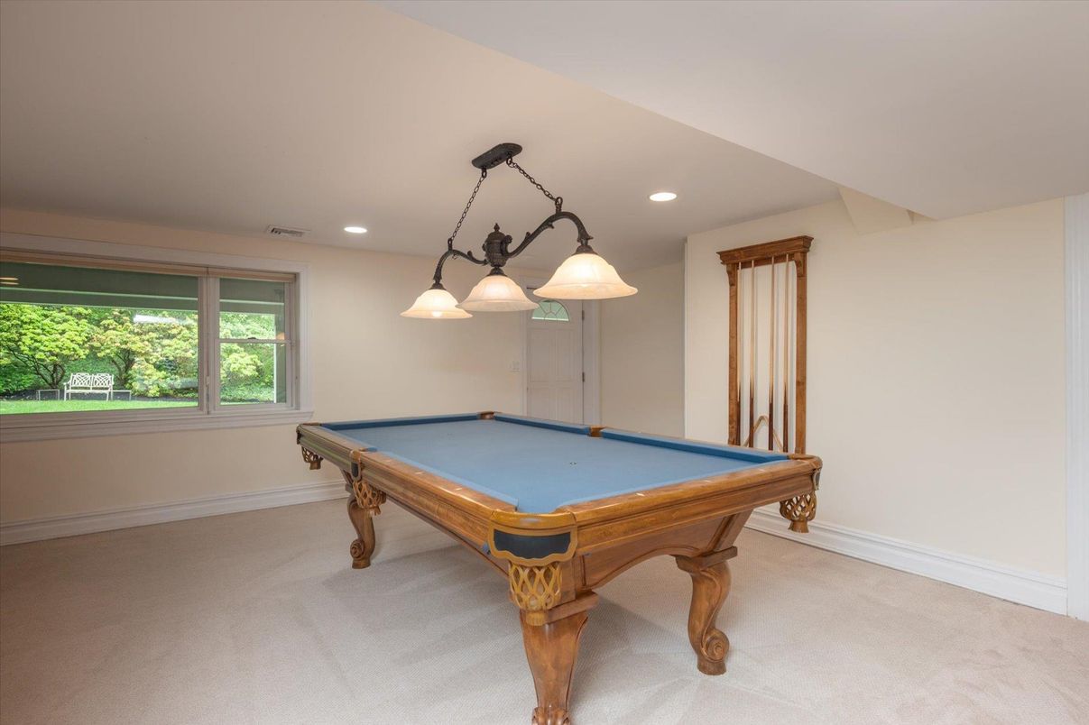 Billiard Table, Chandelier, Game Room, Interior, Pendant Lights, Recessed Lighting