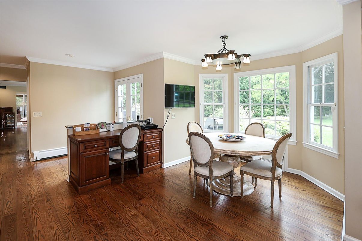 Chandelier, Home Office, Interior, Wood Texture Flooring