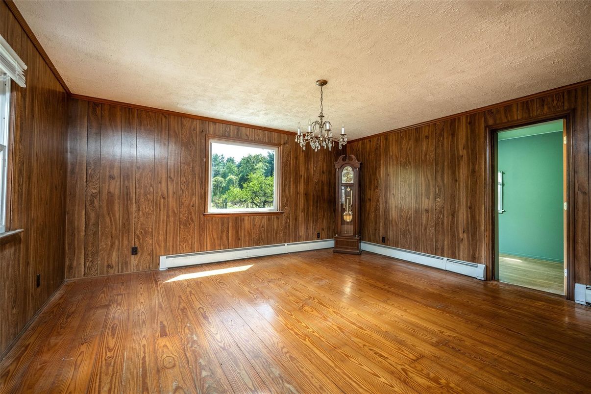 Chandelier, Empty room, Interior, Wood Texture Flooring, Wooden Walls