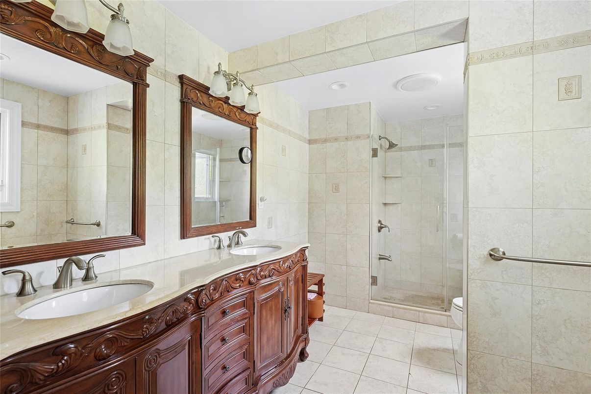 Bathroom, Dual Sink Vanities, Glass Shower, Interior