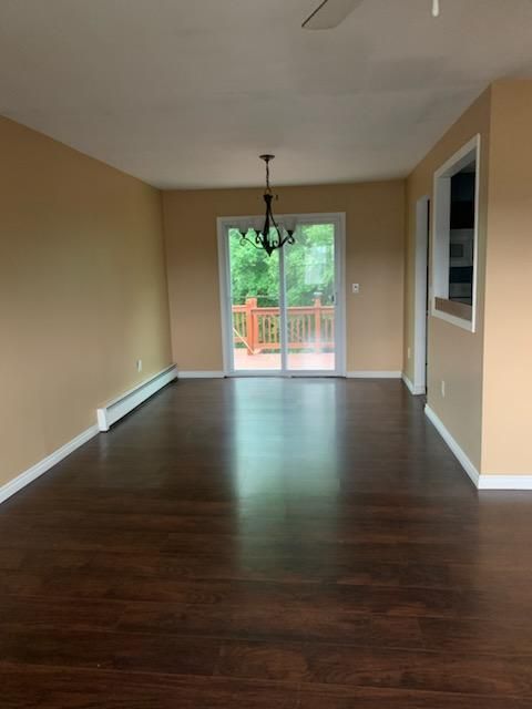 Empty room, Interior, Pendant Lights, Wood Texture Flooring