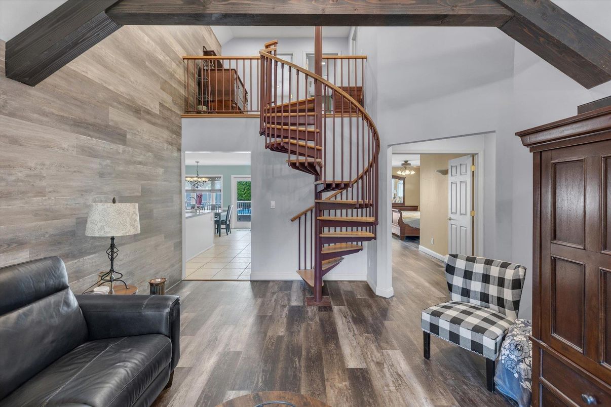 Chandelier, Interior, Wood Texture Flooring, Wooden Walls