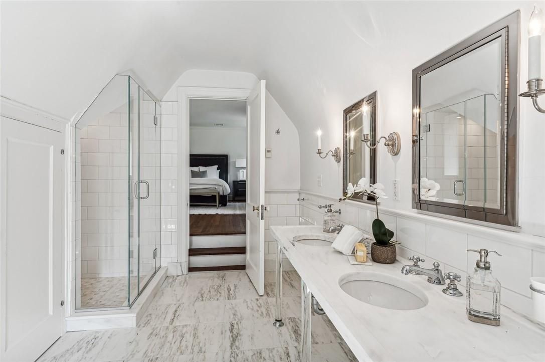 Bathroom, Bedroom, Dual Sink Vanities, Glass Shower, Interior, Marble
