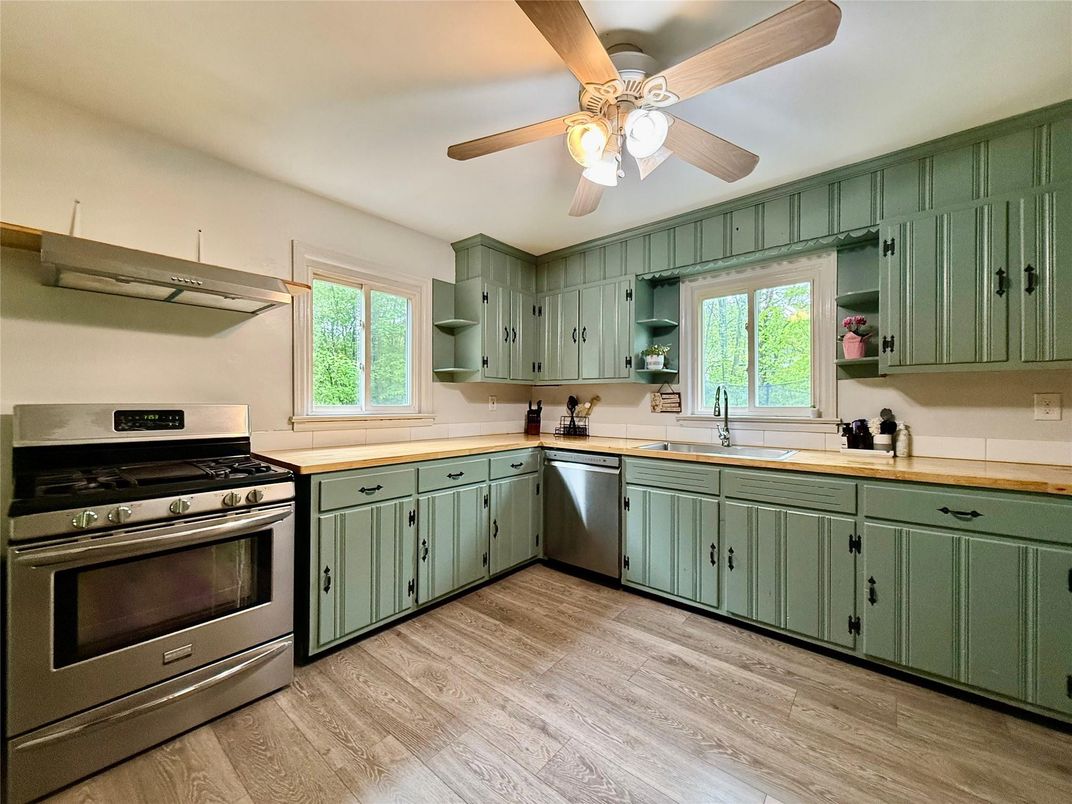 Interior, Kitchen, Stainless Steel Appliances, Wood Texture Flooring