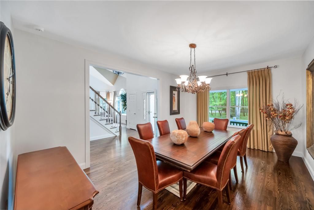 Chandelier, Dining room, Interior, Wood Texture Flooring