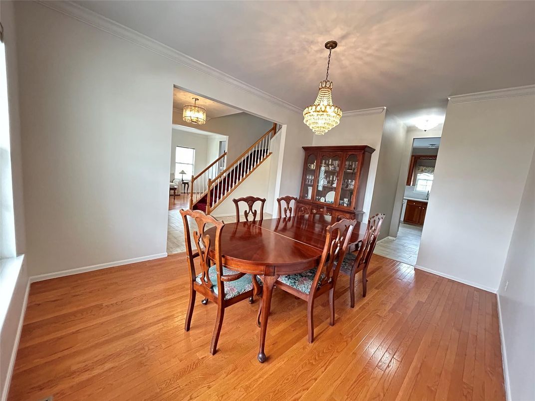 Chandelier, Dining room, Interior, Wood Texture Flooring