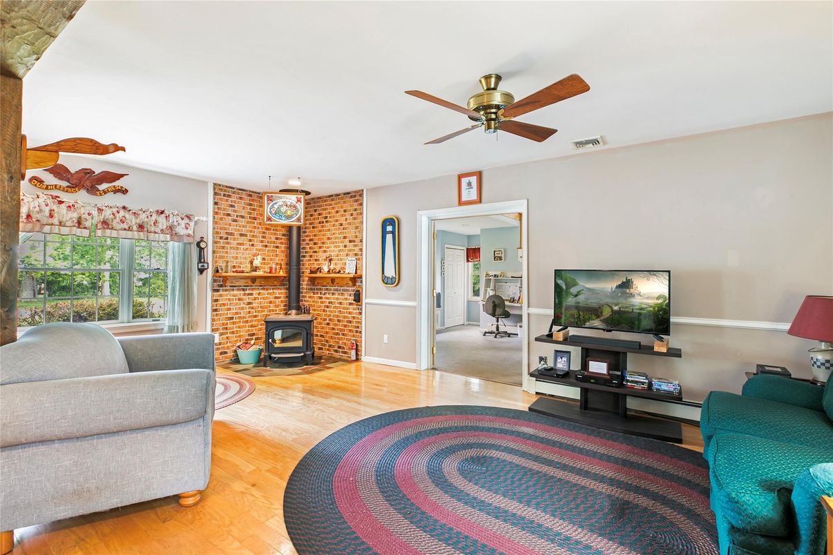 Fireplace, Interior, Stone Walls, Wood Texture Flooring