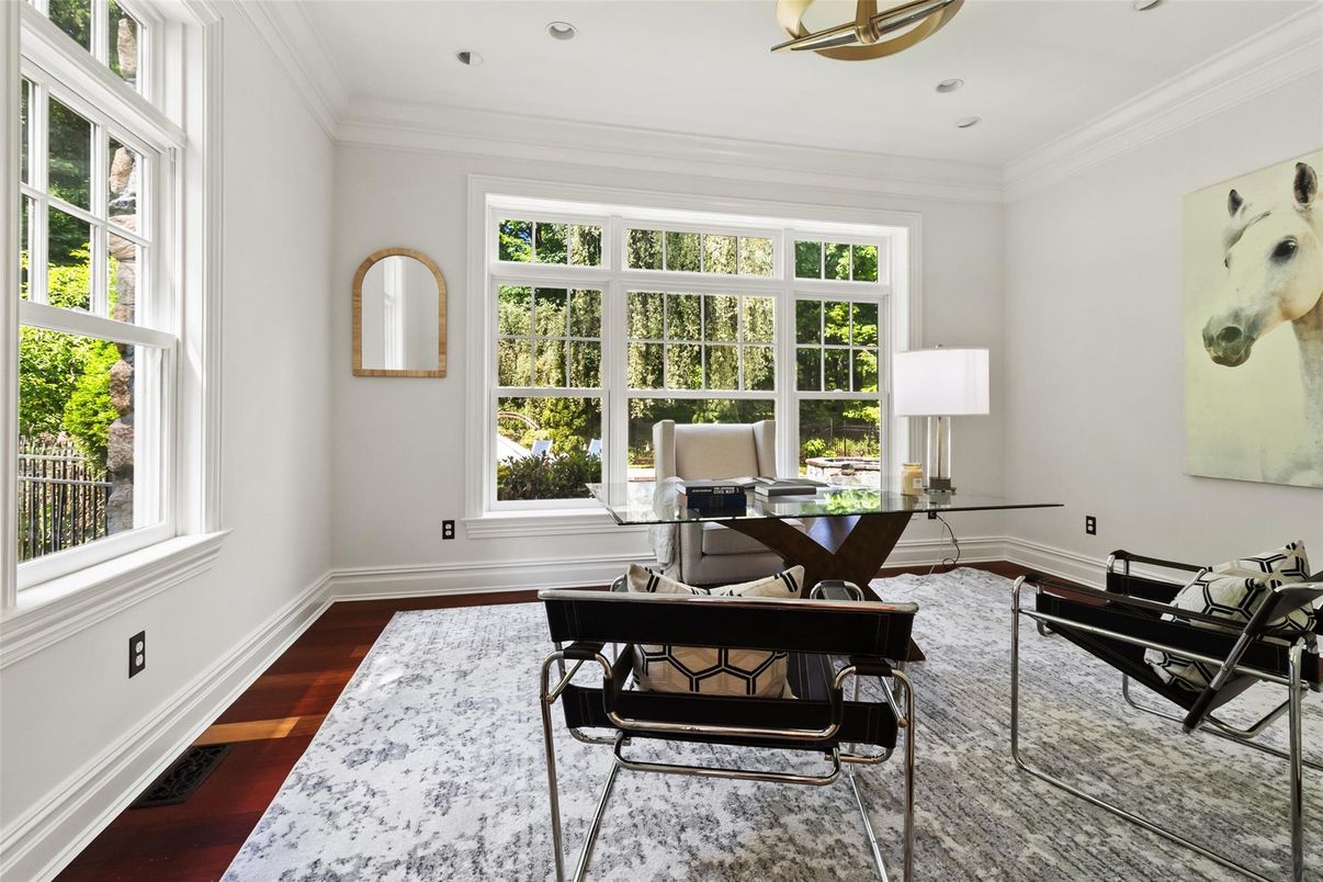 Home Office, Interior, Recessed Lighting, Wood Texture Flooring