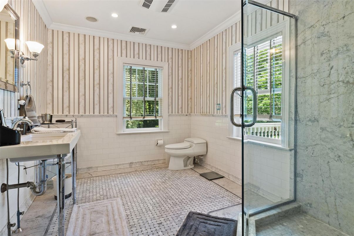 Bathroom, Glass Shower, Interior, Recessed Lighting
