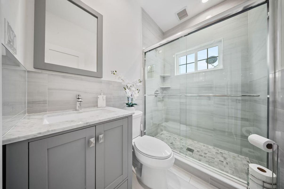 Bathroom, Glass Shower, Interior, Recessed Lighting