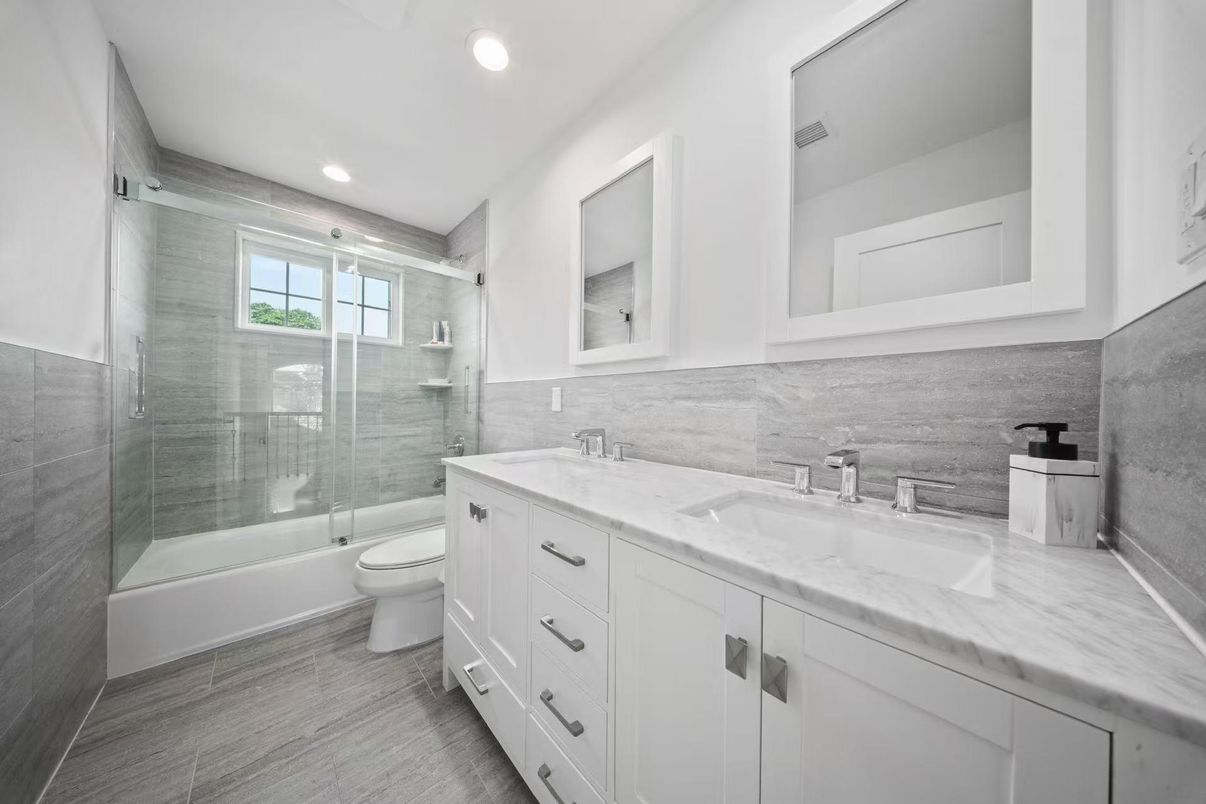 Bathroom, Dual Sink Vanities, Glass Shower, Interior, Recessed Lighting