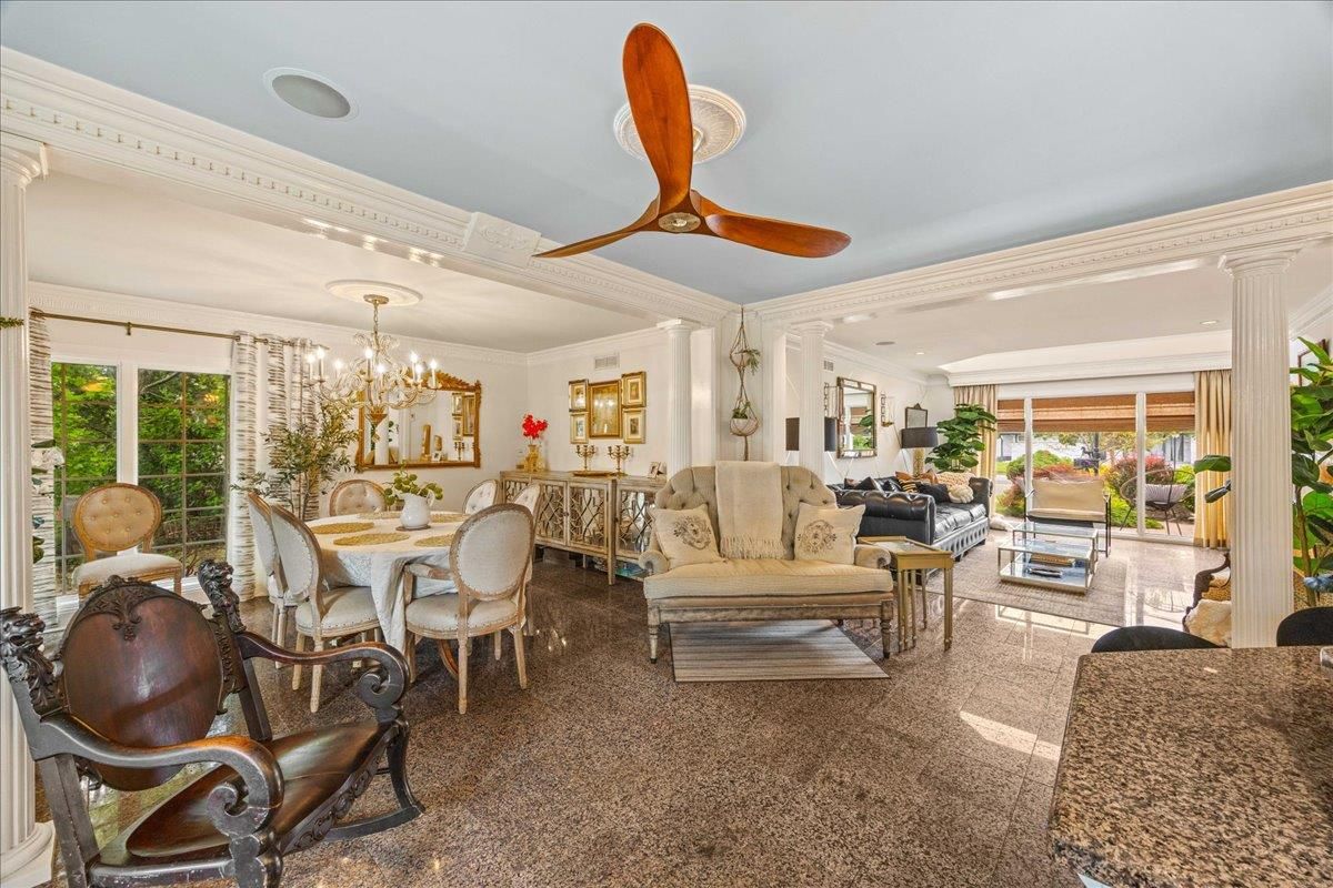 Chandelier, Dining room, Interior, Living room, Recessed Lighting