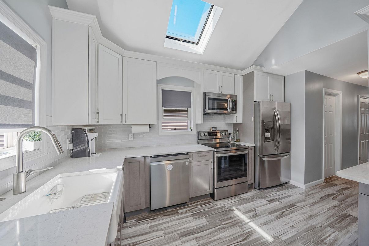 Interior, Kitchen, Stainless Steel Appliances, Wood Texture Flooring