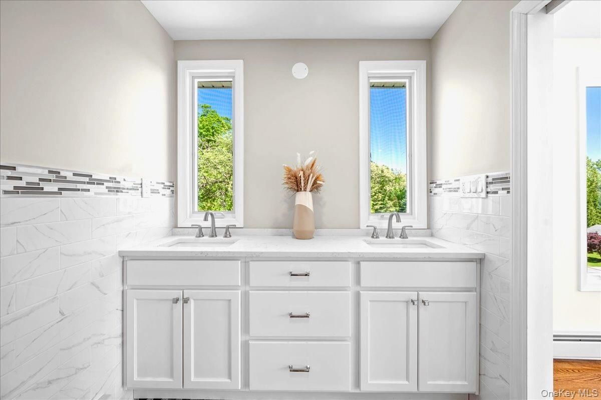 Bathroom, Dual Sink Vanities, Interior, Marble Walls