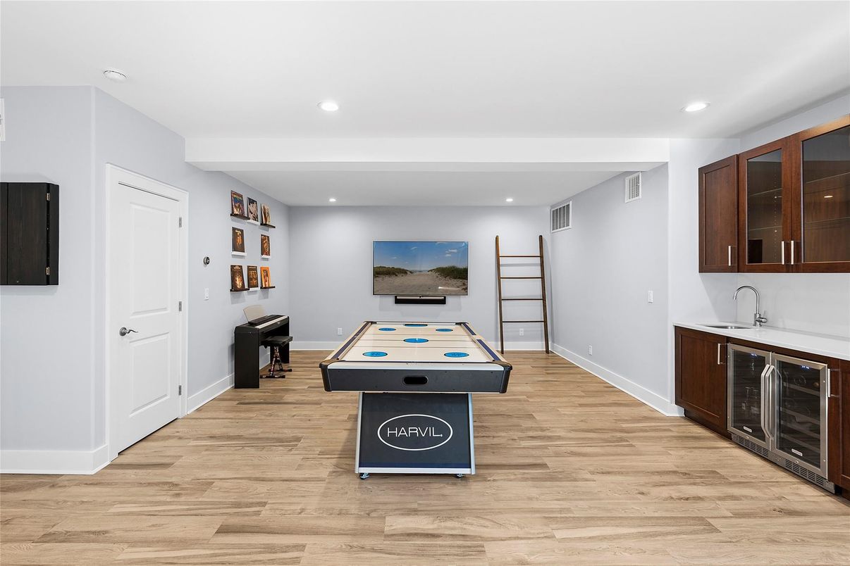 Game Room, Interior, Recessed Lighting, Wood Texture Flooring