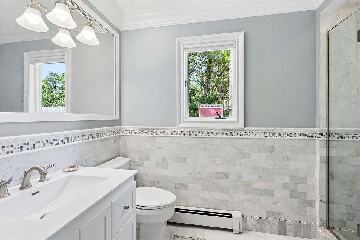 Bathroom, Glass Shower, Interior, Marble Walls