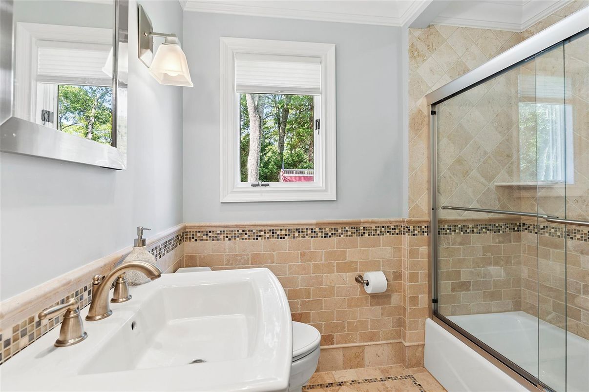 Bathroom, Glass Shower, Interior, Stone Walls