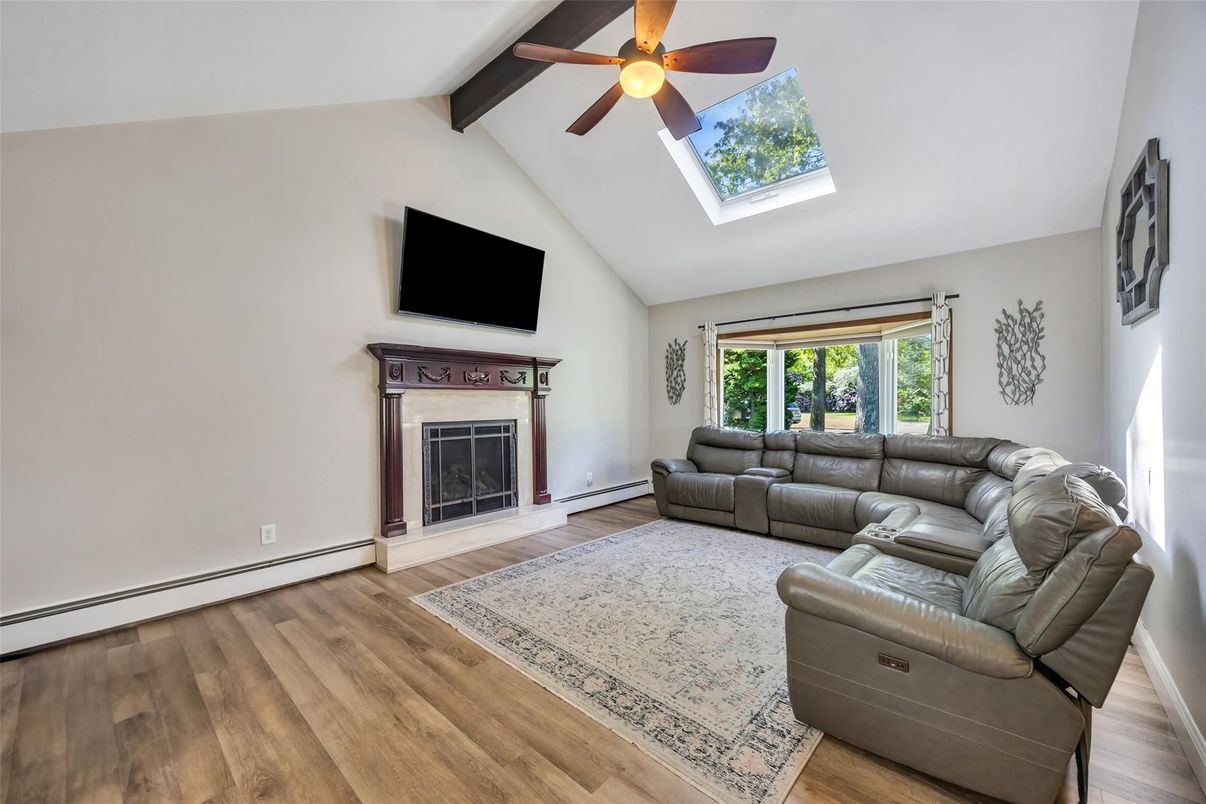 Fireplace, Interior, Living room, Wooden Beams, Wood Texture Flooring