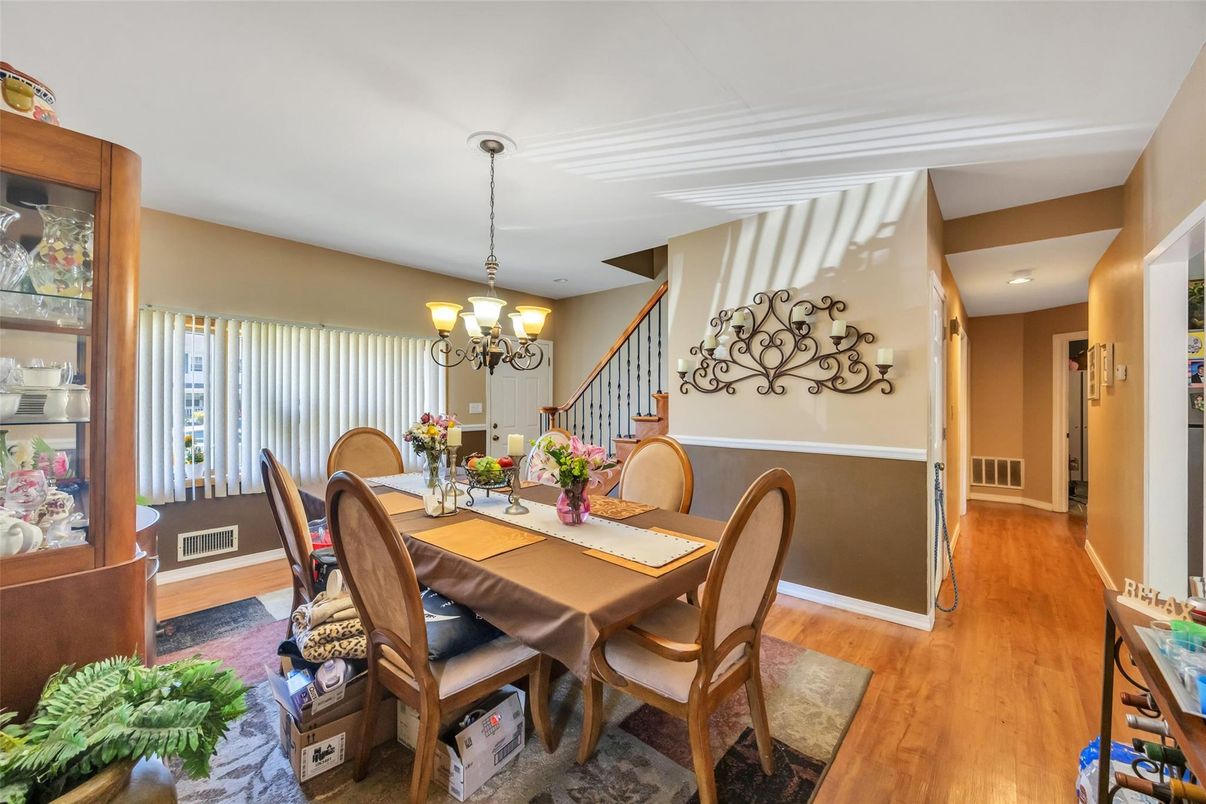 Chandelier, Dining room, Interior, Wood Texture Flooring