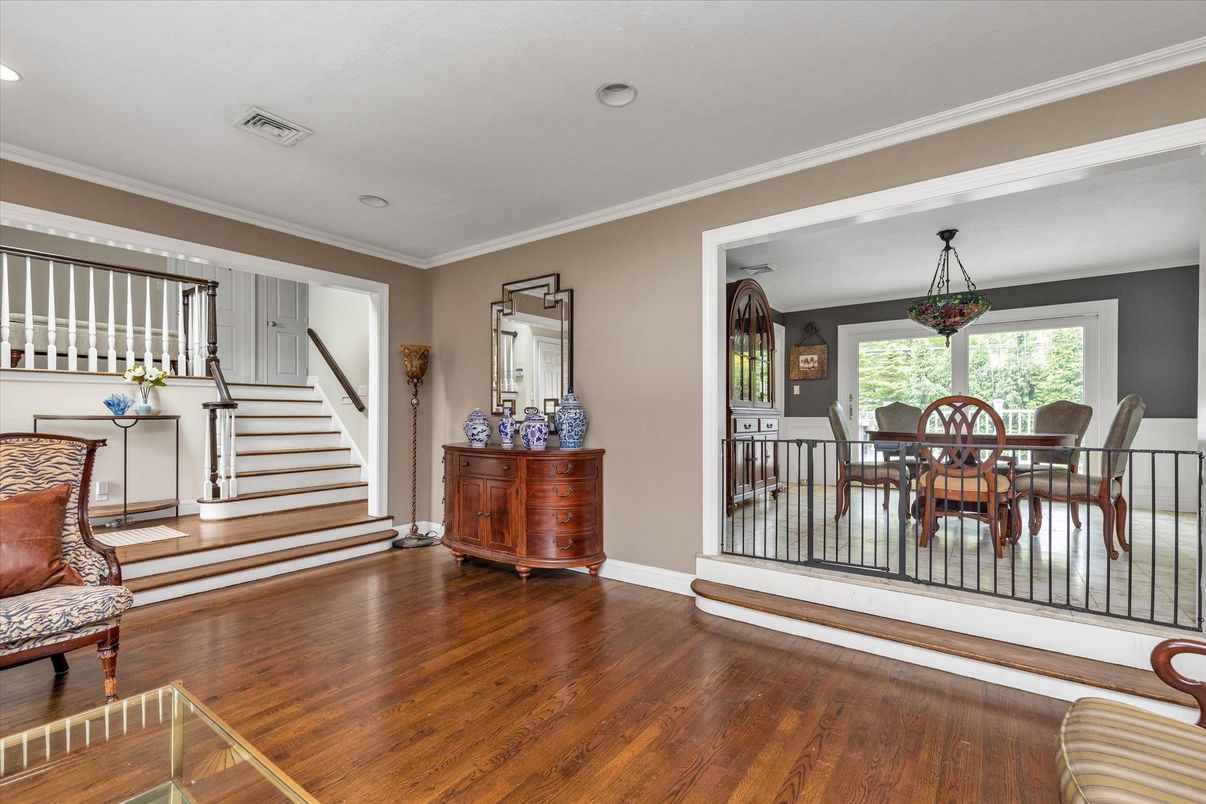 Dining room, Interior, Recessed Lighting, Wood Texture Flooring