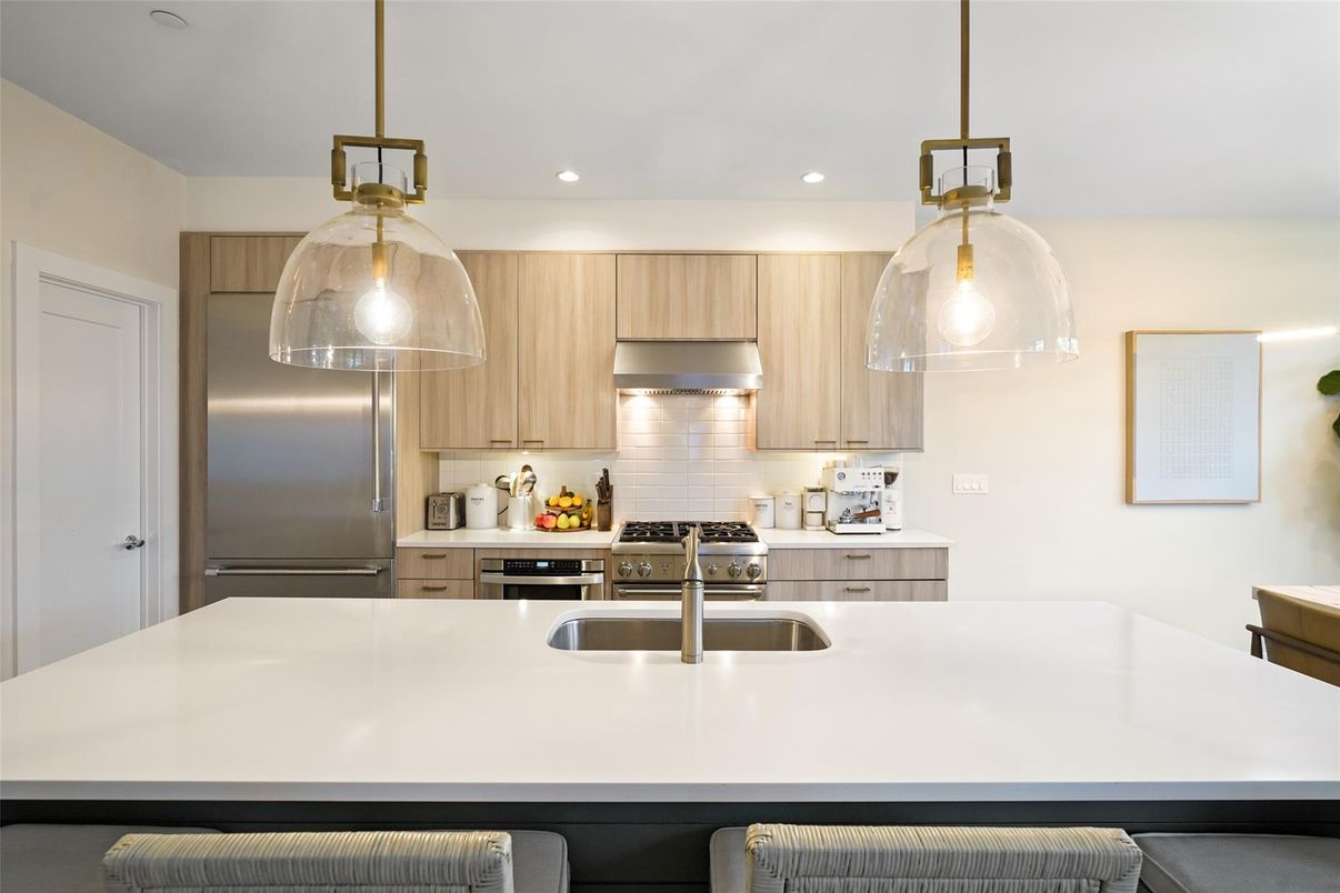 Interior, Kitchen, Pendant Lights, Recessed Lighting, Stainless Steel Appliances