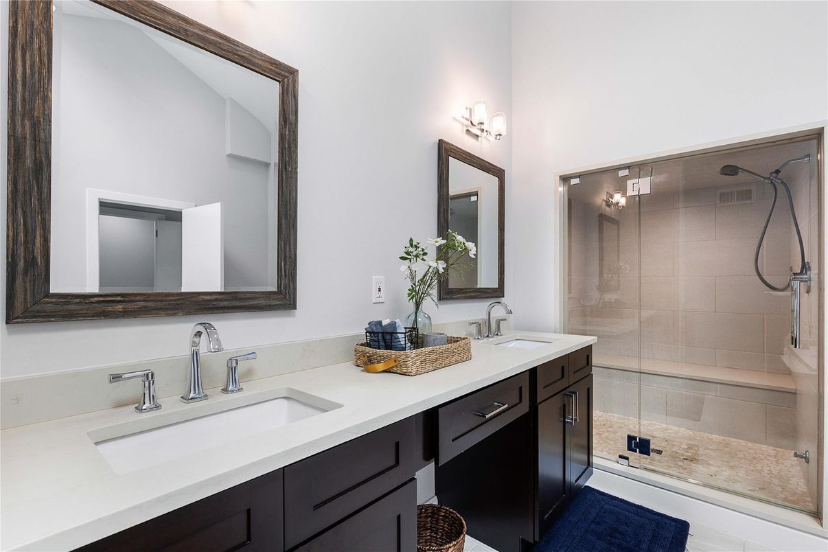 Bathroom, Dual Sink Vanities, Glass Shower, Interior