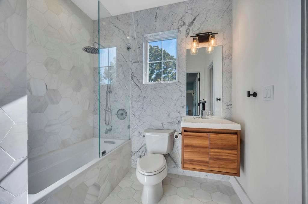 Bathroom, Glass Shower, Interior, Marble Walls