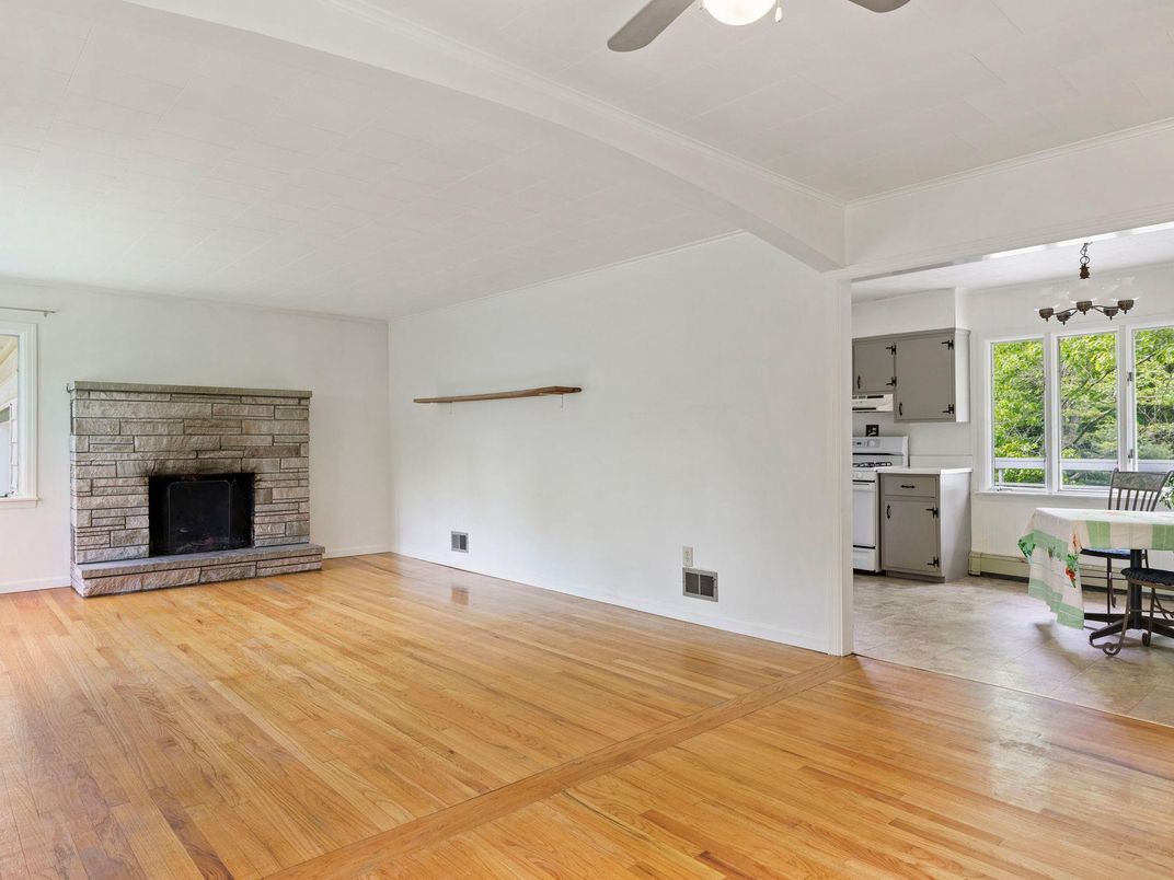 Fireplace, Interior, Kitchen, Wood Texture Flooring