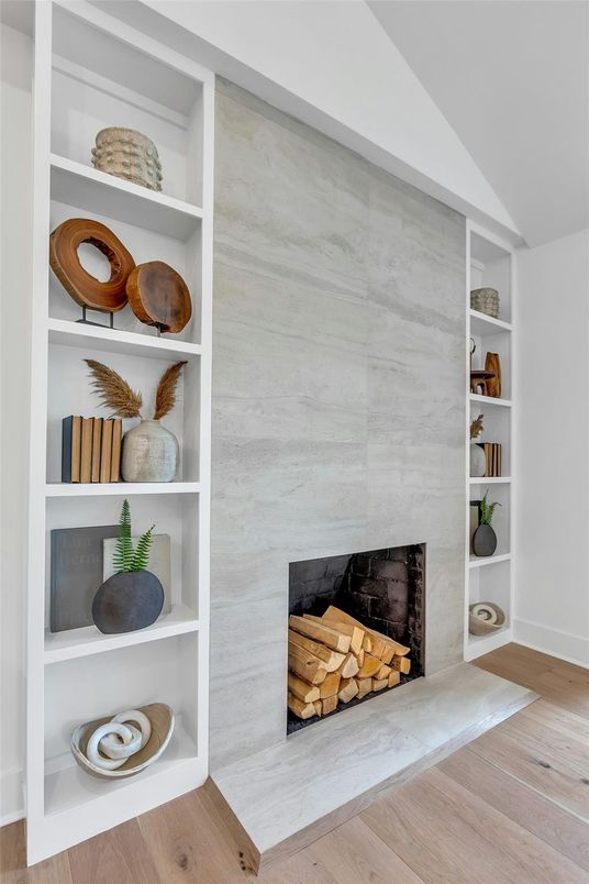 Fireplace, Interior, Wood Texture Flooring