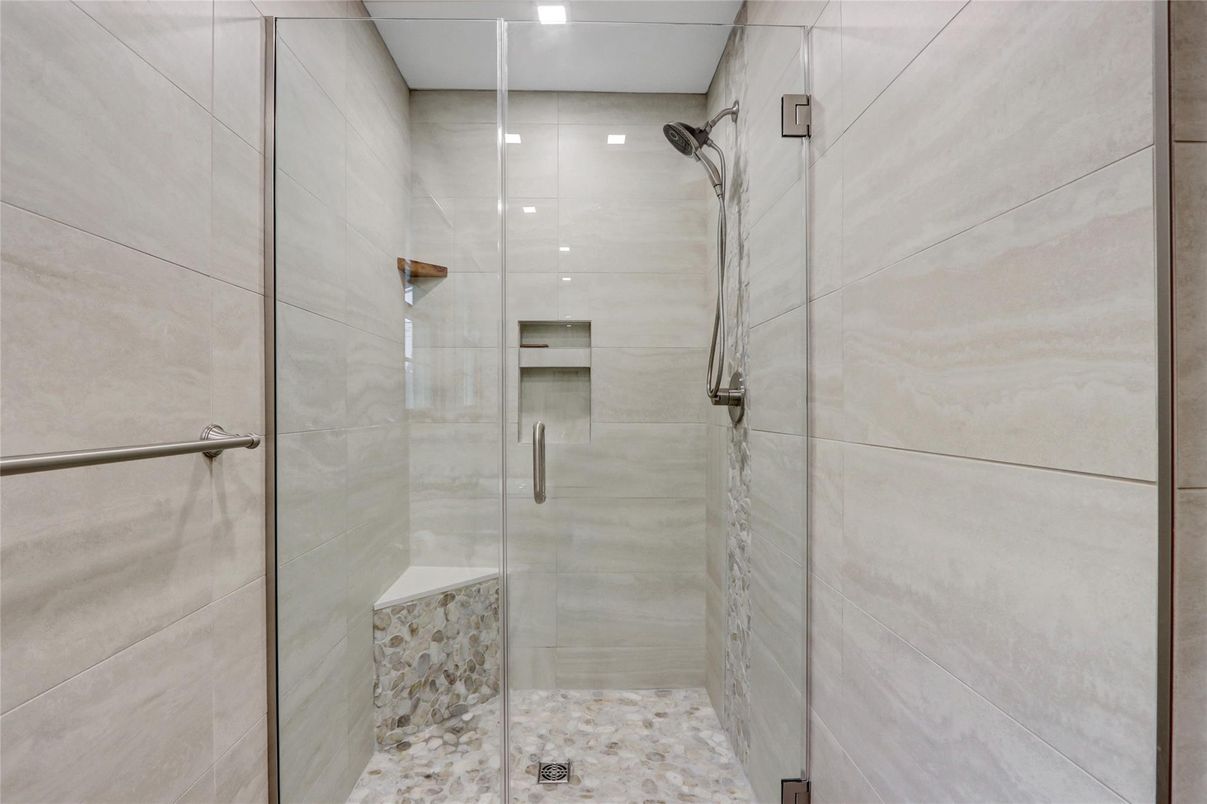 Bathroom, Glass Shower, Interior, Recessed Lighting