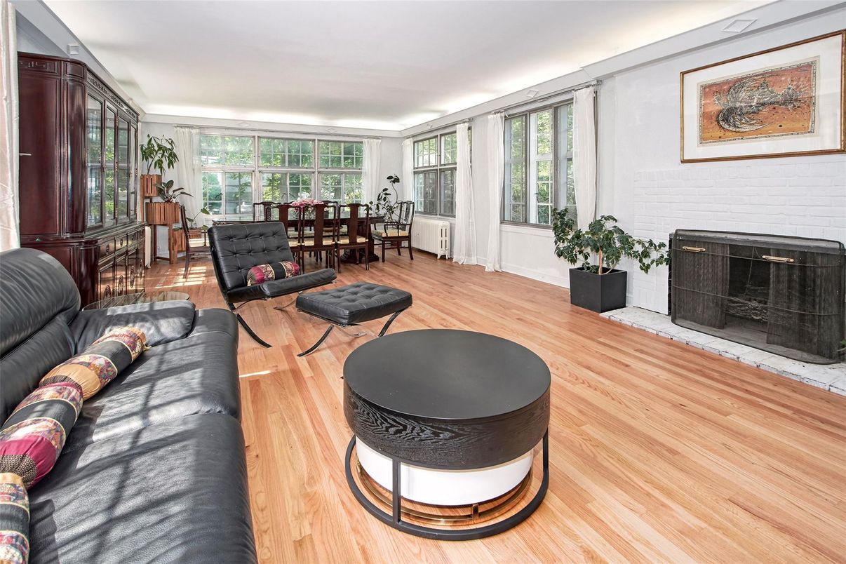 Dining room, Fireplace, Interior, Living room, Wood Texture Flooring