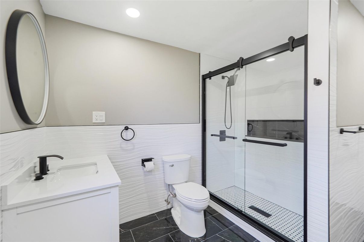 Bathroom, Glass Shower, Interior, Recessed Lighting