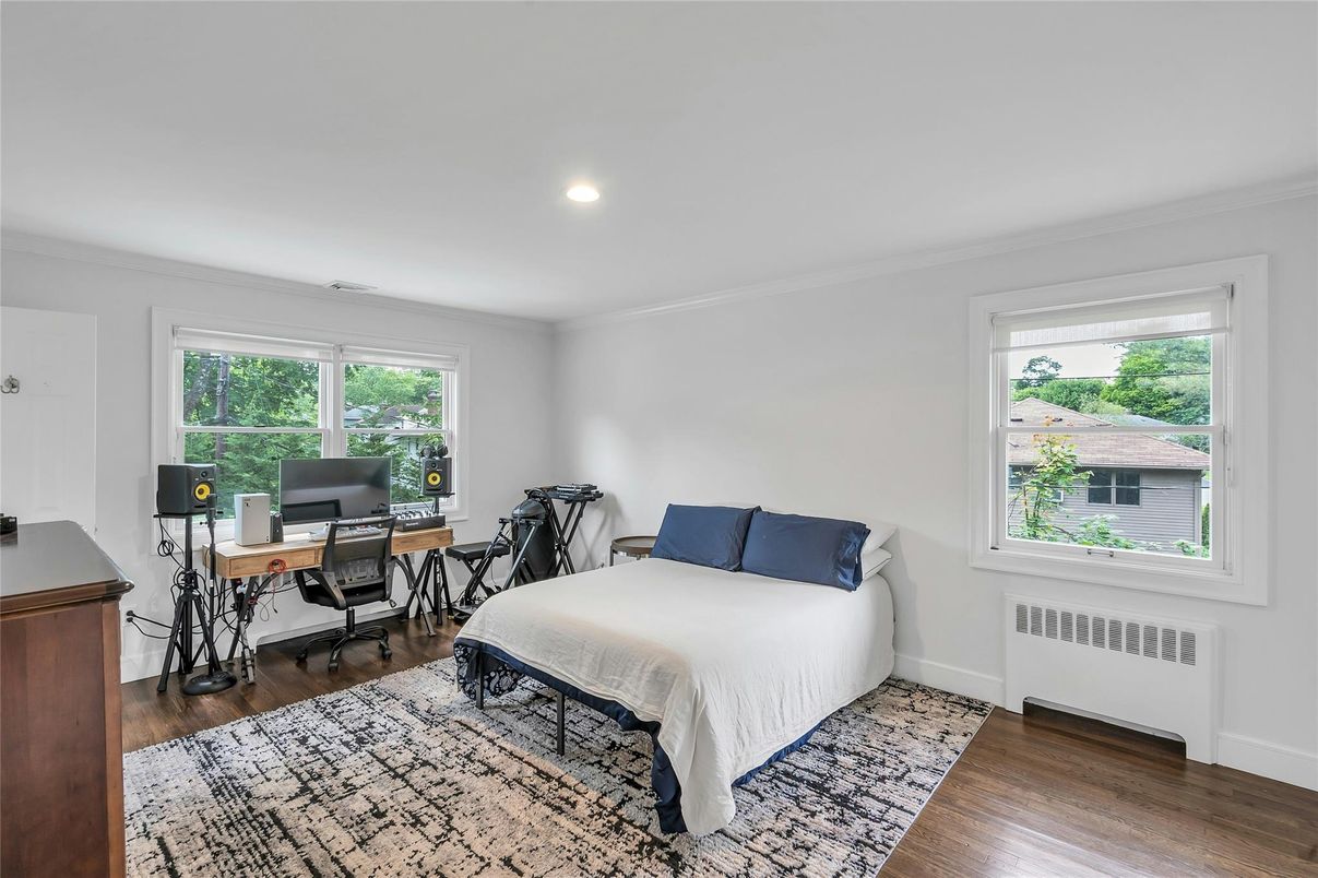 Bedroom, Home Office, Interior, Recessed Lighting, Wood Texture Flooring