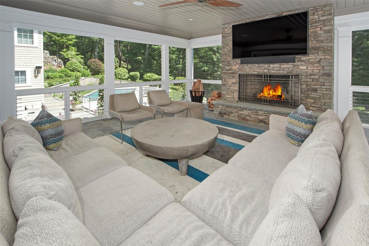 Fireplace, Interior, Living room, Stone Walls, Sun Room