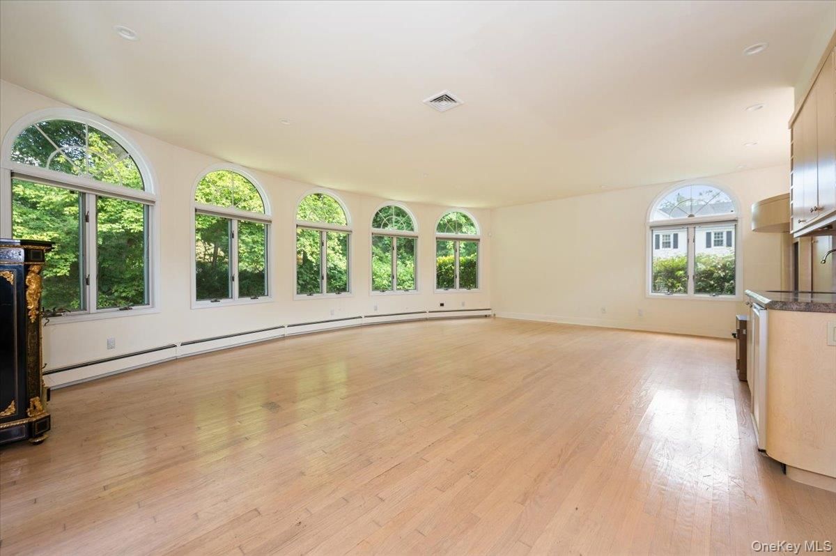 Empty room, Fireplace, Interior, Recessed Lighting, Wood Texture Flooring
