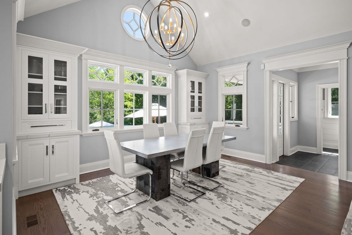 Chandelier, Dining room, Interior, Pendant Lights, Wood Texture Flooring
