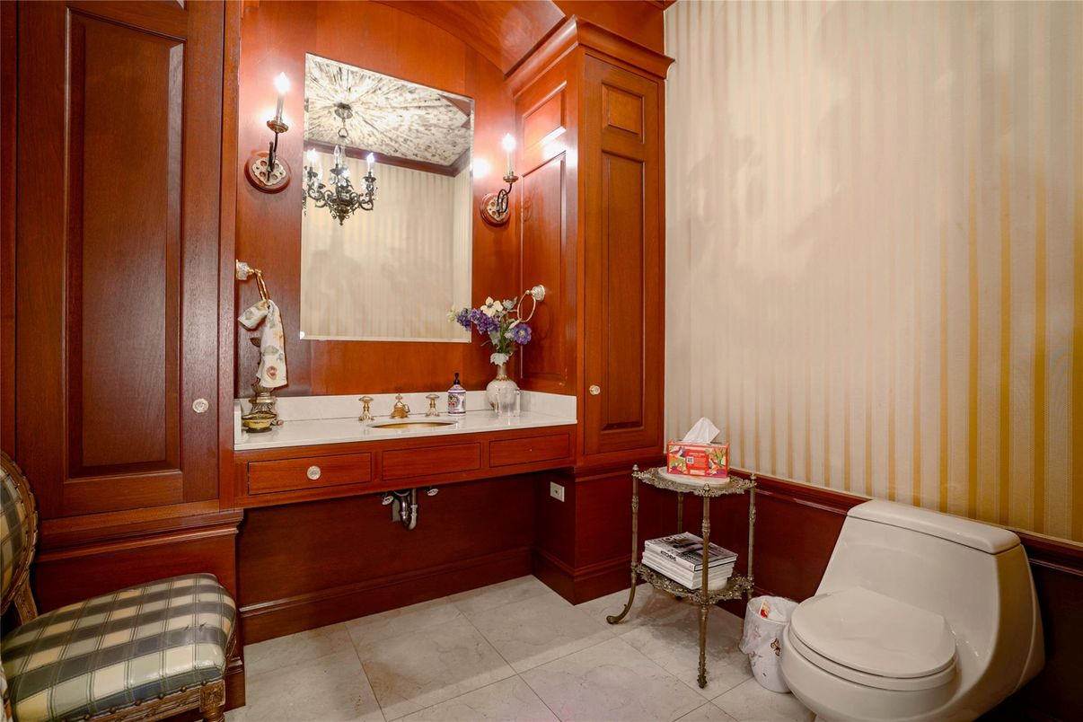 Bathroom, Chandelier, Interior