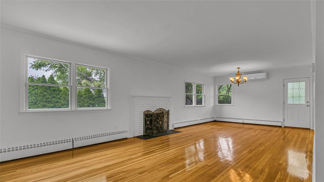 Chandelier, Empty room, Fireplace, Interior, Wood Texture Flooring
