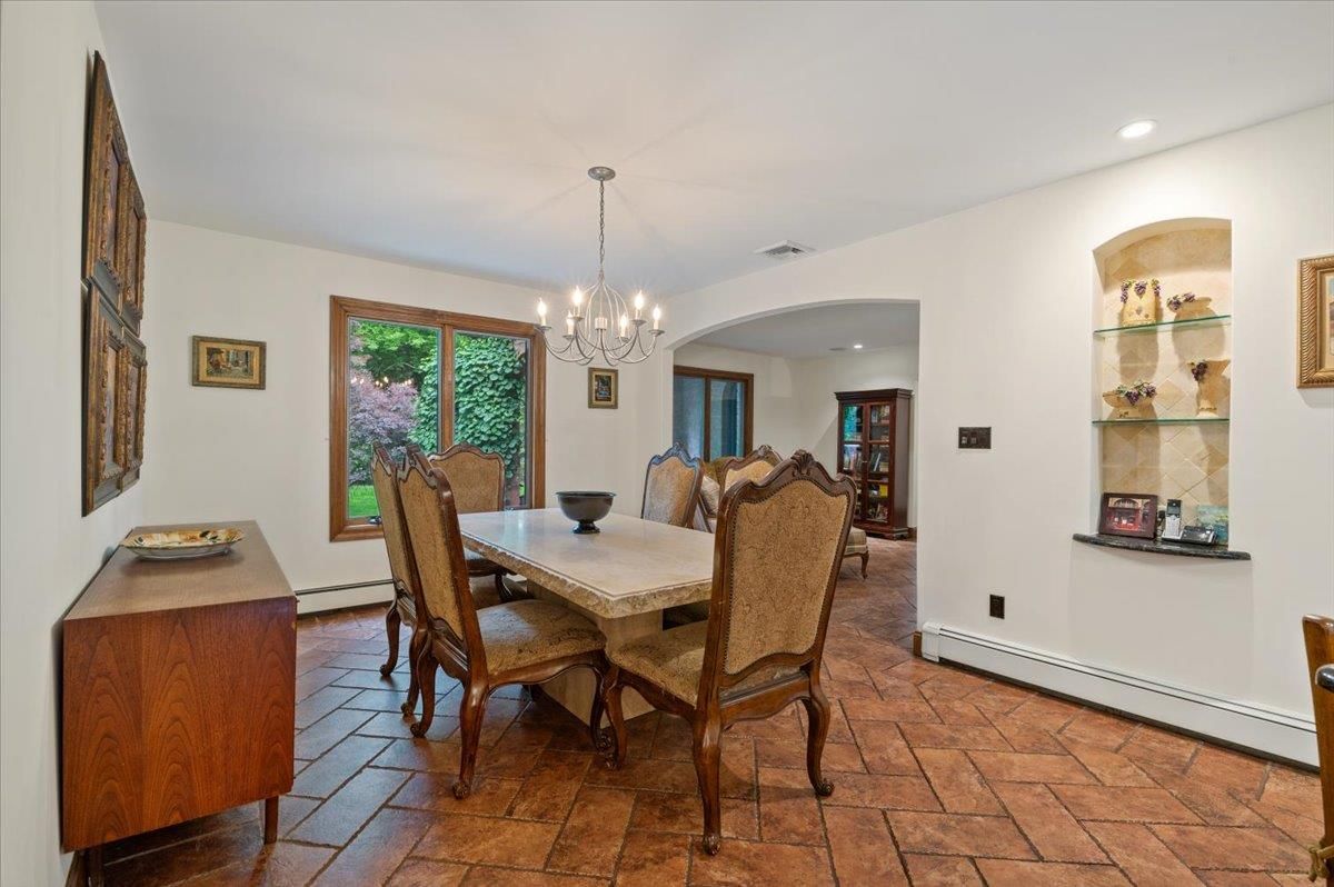 Chandelier, Dining room, Interior, Recessed Lighting