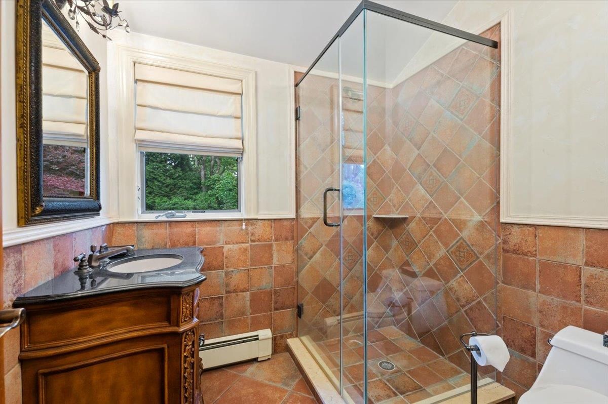 Bathroom, Glass Shower, Interior, Stone Walls