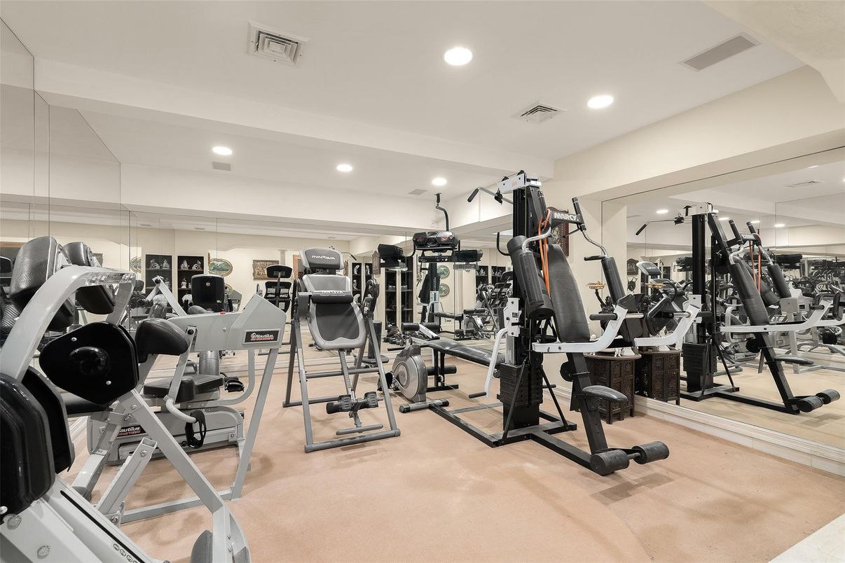 Fitness Equipment, Gym, Interior, Recessed Lighting