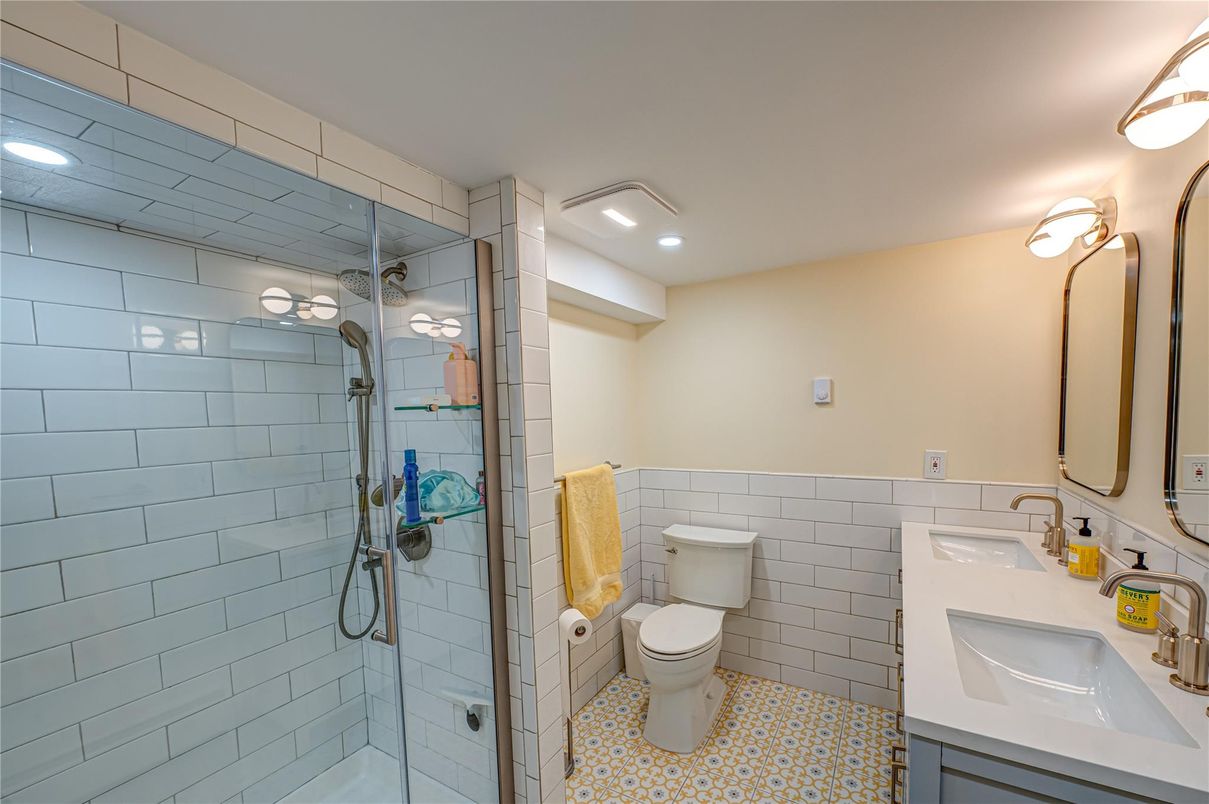 Bathroom, Dual Sink Vanities, Glass Shower, Interior, Recessed Lighting