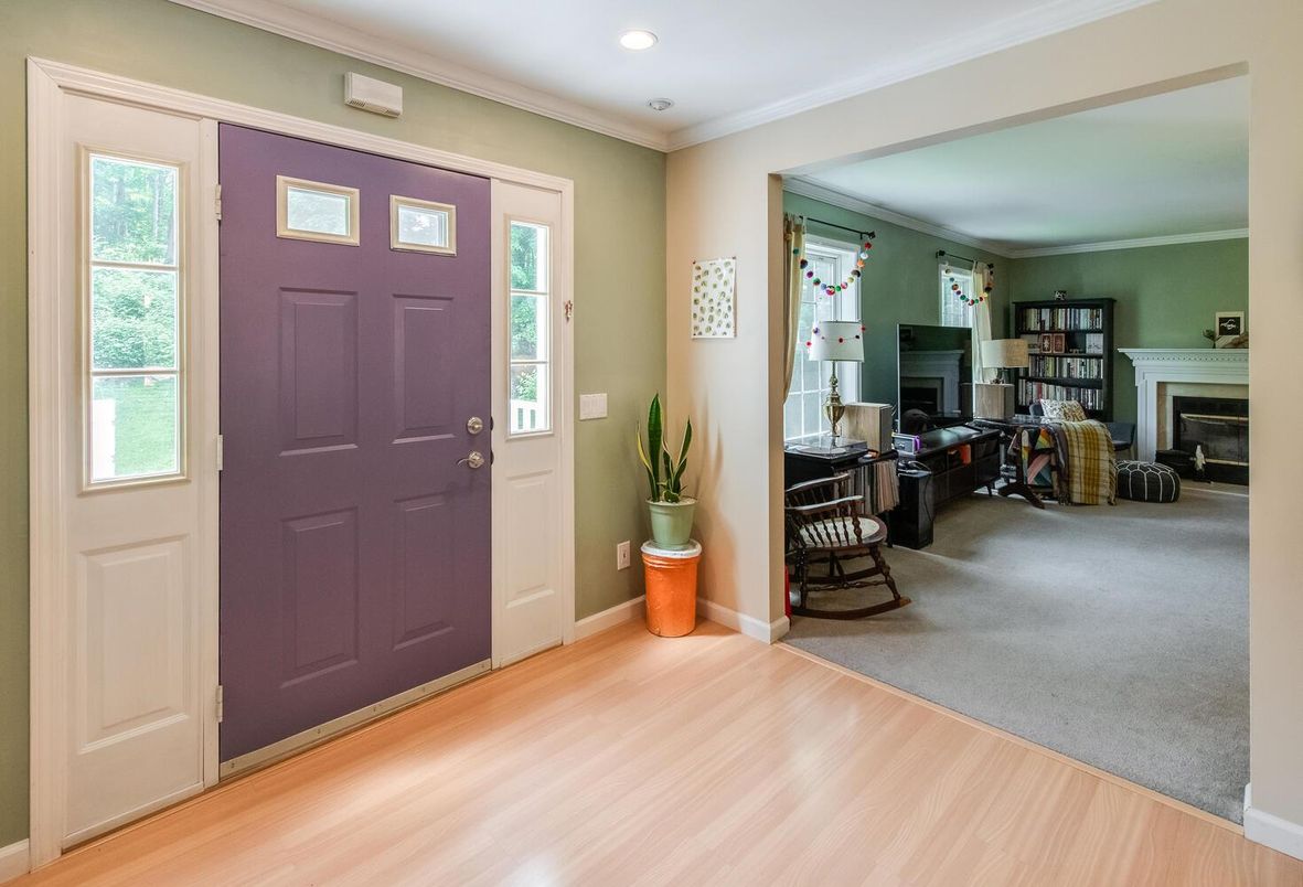 Fireplace, Home Office, Interior, Recessed Lighting, Wood Texture Flooring