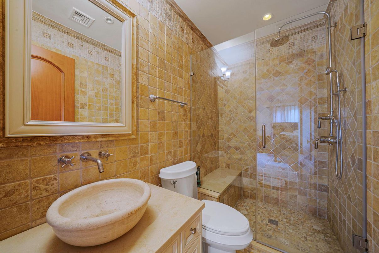 Bathroom, Glass Shower, Interior, Recessed Lighting