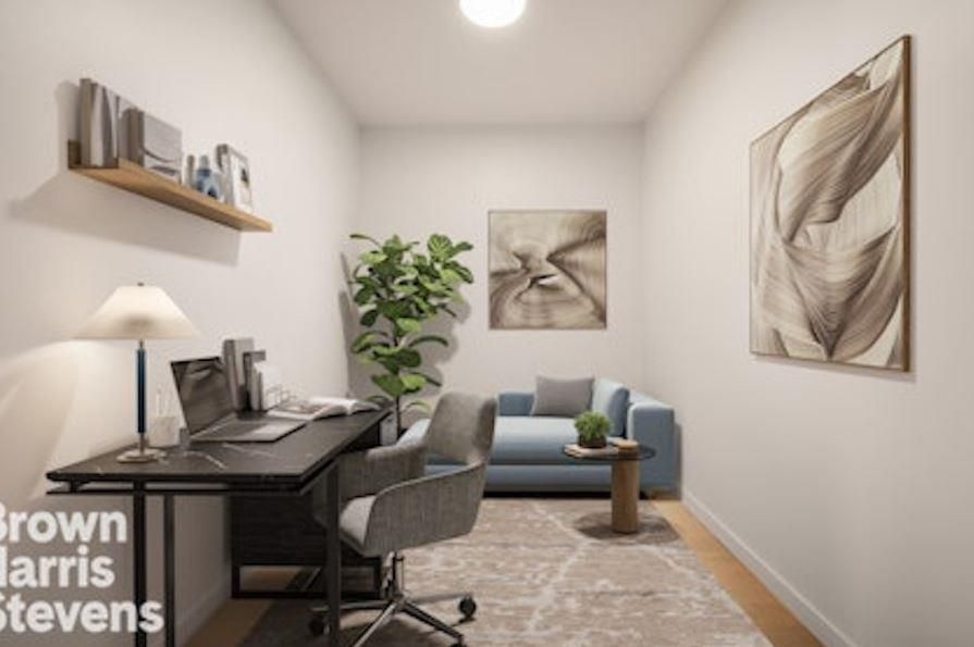 Home Office, Interior, Recessed Lighting, Wood Texture Flooring