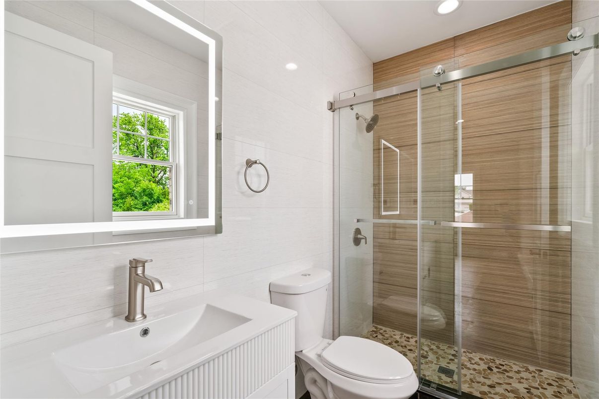 Bathroom, Glass Shower, Interior, Recessed Lighting