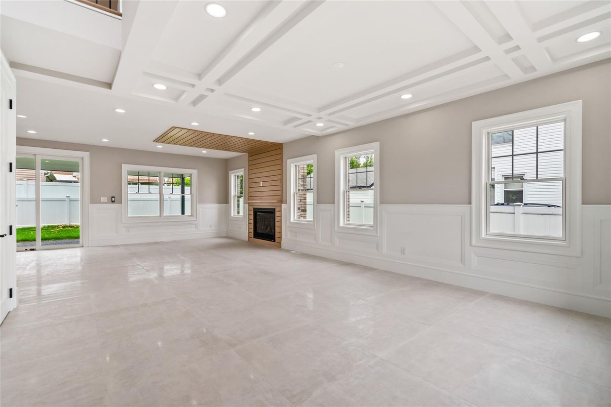 Empty room, Fireplace, Interior, Recessed Lighting