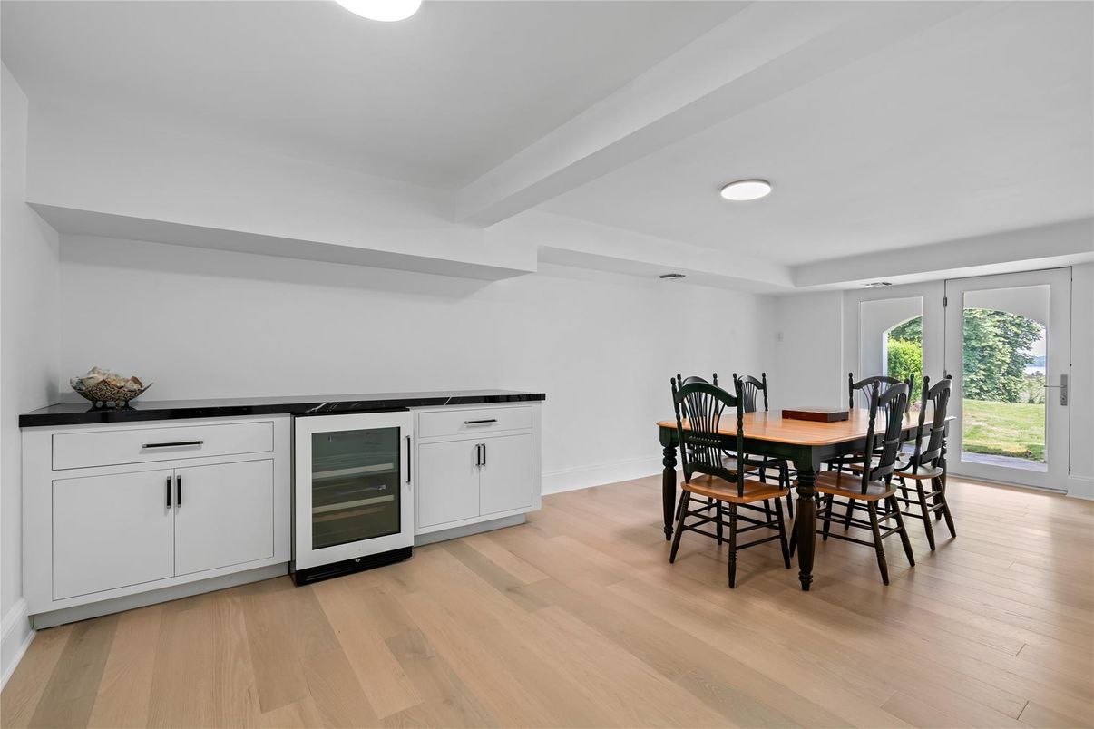 Dining room, Interior, Recessed Lighting, Wood Texture Flooring